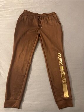 GUESS Brown Men's Jogger Pants with Gold Logo